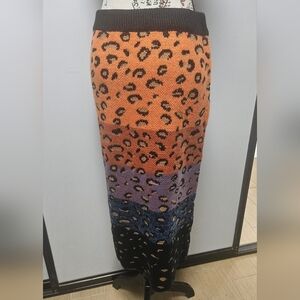 Hem & Thread Animal Printy Multi-color Knit Skirt